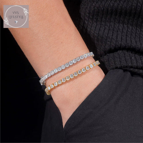 4mm Sterling Silver VVS Moissanite Tennis Bracelet